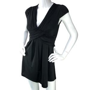 Ivonne Womens Size CH US S Ivana Dress V Neck Cap Sleeve Rear Bow Mini Black